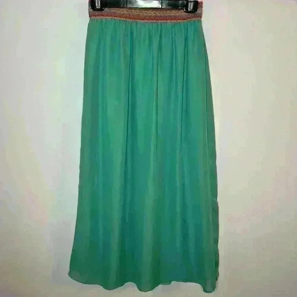 Cato Girls‎ Maxi Skirt Womens L Boho Flowy Elastic Waist Vintage USA Made Artsy